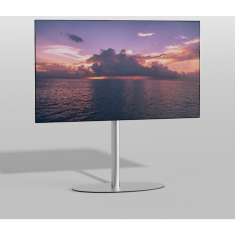 Cavus TV Vloerstatief ELLIPS 80 – geborsteld RVS - hoogte 80cm - VESA 200x200