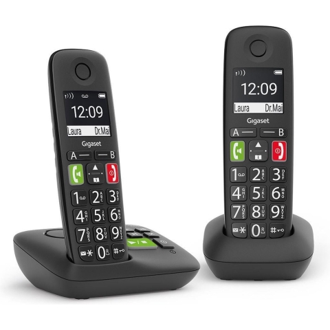 Gigaset E290A Duo Analoge-/DECT-telefoon Zwart Nummerherkenning