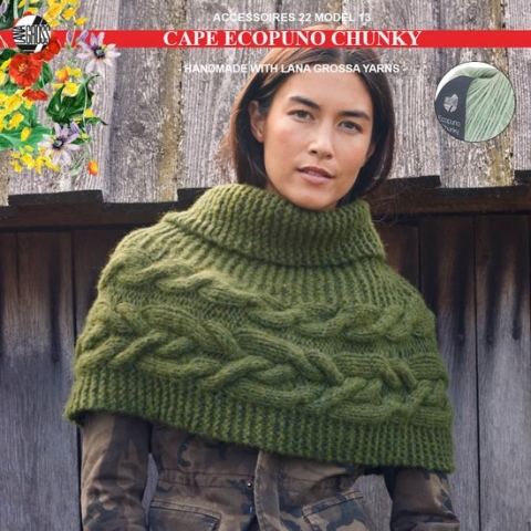 Breipakket cape met Ecopuno Chunky model 13 van Lana Grossa Accessoires 22-mt 40/42-mint
