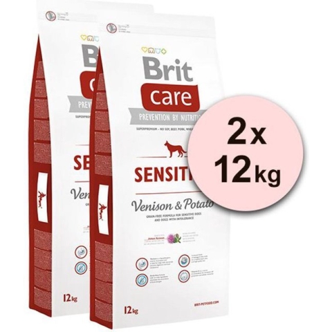BRIT care hypo allergeen graanvrij Sensitive Hert & Aardappel 2 x 12 kg