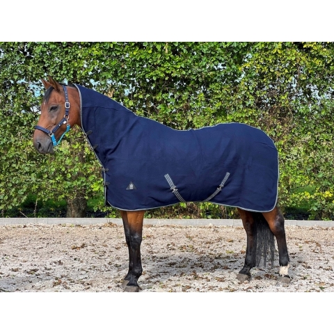 DKR Wollen halsdeken met singels Deluxe - maat 130/175 - navy/silver