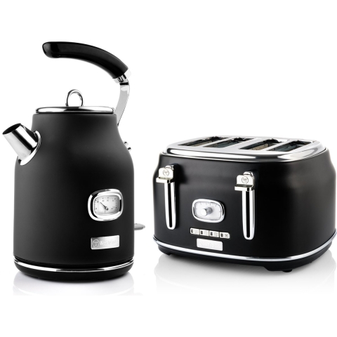 Westinghouse Retro Waterkoker +  Broodrooster 4 Sleuven - Zwart