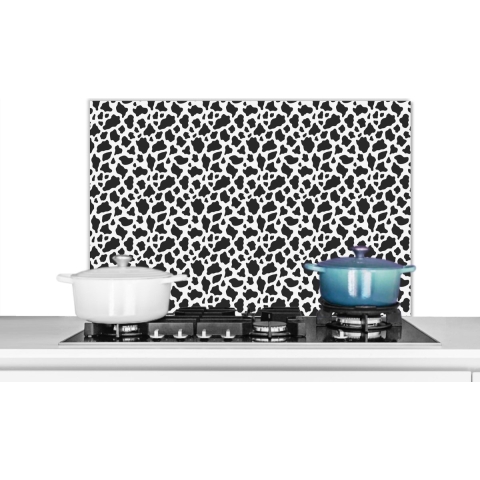 Spatscherm keuken - Design - Print - Dieren - Zwart wit - Achterwand keuken - 80x55 cm - Spatwand