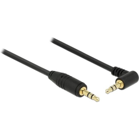 3,5mm Jack stereo audio kabel - haaks - verguld / zwart - 0,50 meter