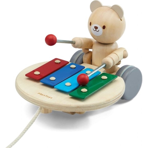 PlanToys Houten Speelgoed Pull Along Muzikale Beer