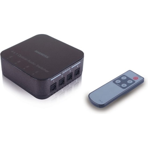 Marmitek Toslink Switch - Connect TS41 - Optische switch met Afstandsbediening - Toslink Schakelaar - Optische Schakelaar - 4 poorts