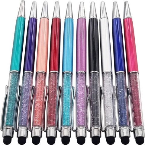 10 x Universele Stylus Pen Tablet Smartphone Touch Pen Glitter 2-in-1 Balpen Compatibel met alle standaard smartphones Tablets Mobiele telefoons