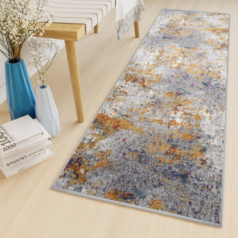 Tapiso Lazur Tapijt Loper Grijs Woonkamer Modern Hal Vloerkleed Maat- 100x300