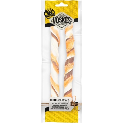 20x Voskes Stick Runderhuid, Rund en Kip 25 cm 2 stuks