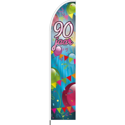 Beachflag - 90 Jaar - Vlag + Hengelsysteem + Draagtas - Actievlag.nl