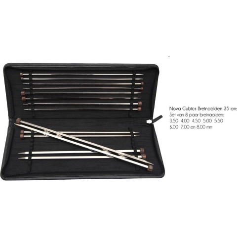 KnitPro Nova Cubics Breinaalden met knop Set 35cm