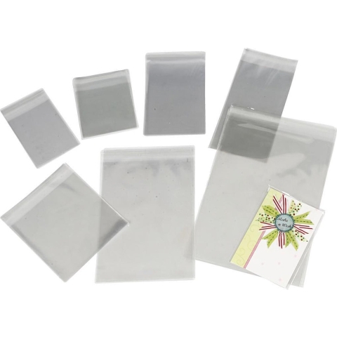 Cellofaan zakjes, H: 12,9-31,2 cm, B: 9,7-22,5 cm, dikte 25 my, 1400 stuk/ 1 doos