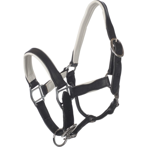 MHS Leren Halster Two Tone Cob Zwart / Wit