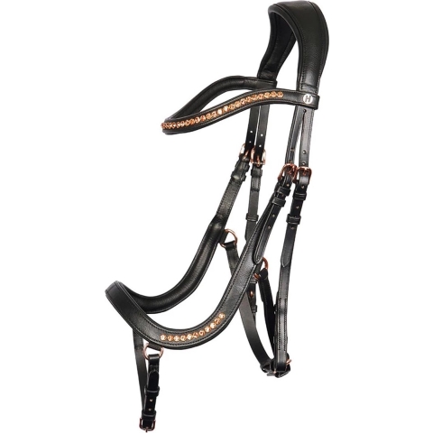 Harry's Horse Hoofdstel Rosegold anatomic COB Zwart