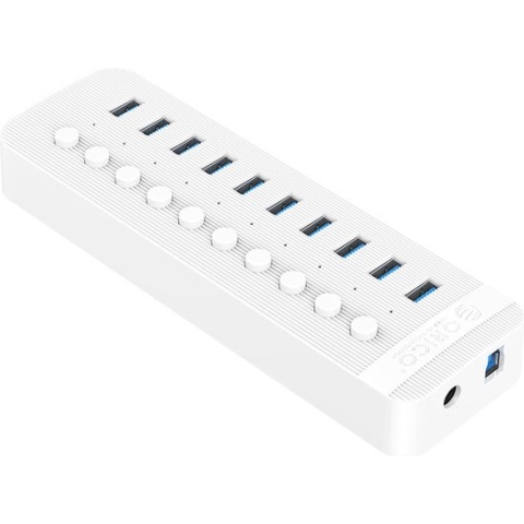 ORICO USB 3.0 hub met 10 poorten - BC 1.2 - aan/uit schakelaars - 48W - wit