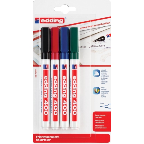 Viltstift edding 400 rond 1mm ass - 10 stuks