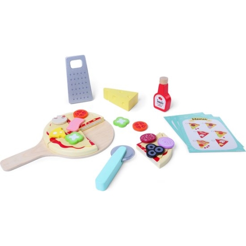 Pizza speelgoed - houten pizzeria - accessoires - 40x21,5x35cm