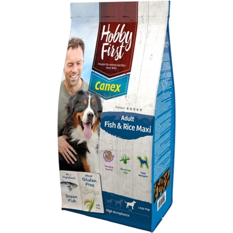Hobbyfirst canex adult fish & rice maxi - 12 kg - 1 stuks