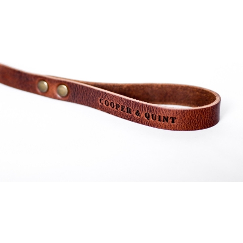Cooper & Quint No Fuss - Hondenriem Leer - Bruin - Oud Messing - Slim