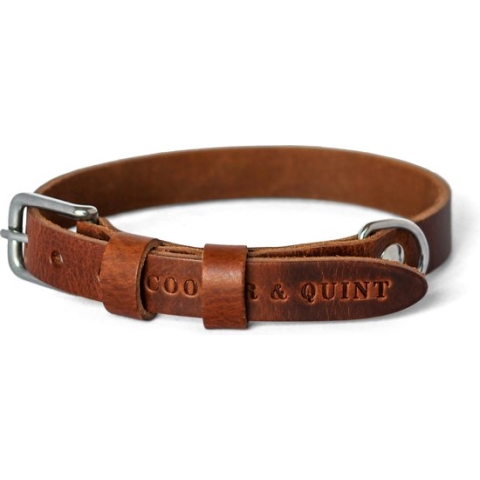 Cooper & Quint Double Trouble - Halsband Hond Leer - Bruin Medium