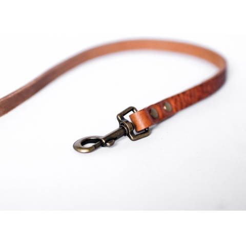 Cooper & Quint No Fuss - Hondenriem Leer - Camel - Oud Messing - Breed