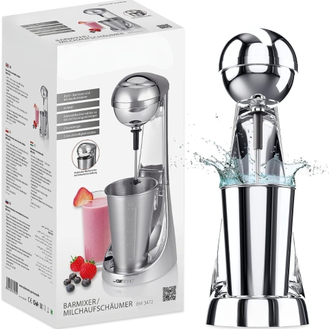 Elektrische Mixer - Multifunctioneel 65 WATT - 650 ML Roestvrijstaal - Mixer, Milkshaker, Cocktailmachine, Barmixer, Blender , Voor Eiwitshake, Cocktail, Smoothie, Melk