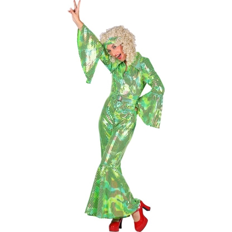 Catsuit Disco - Dames - Disco 80/90 - Hippie - Carnaval - Verkleedkleding - Groen - Maat L