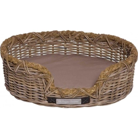 Happy-House Mand Riet Ovaal Met Touw Naturel Medium