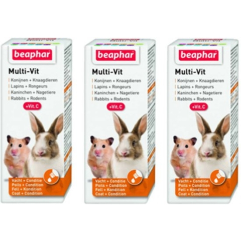 3x Beaphar Multi-Vitamine Konijn & Knaagdier - voedingssupplement - 50ml