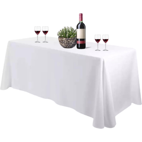 Feesttafelkleed groot rechthoekig polyester 229 x 335 cm wit effen wasbaar voor horeca bruiloft verjaardag (wit)