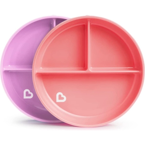 Put plates with compartments - Silicone Baby Board / Non-Slip Kids Placemat with Suction Cups - Self-Feeding Training