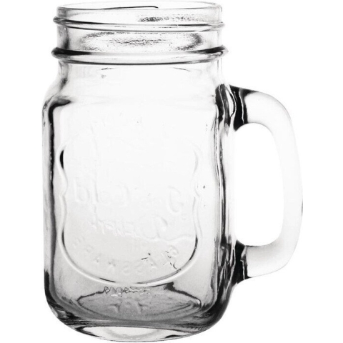 Olympia Mason Jar Drinkglazen Met Tekst 450ml (12 Stuks) - Olympia CM698
