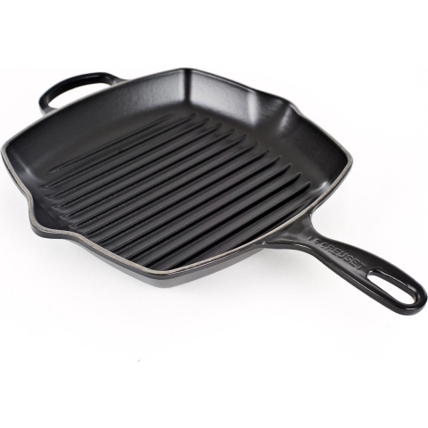 Le Creuset gietijzeren vierkante grillpan - 26cm - Mat Zwart