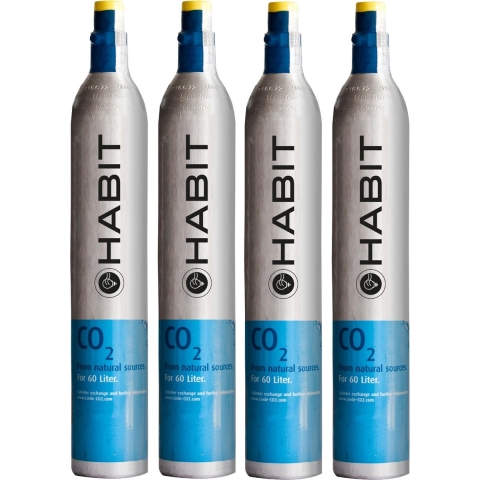 Habit - koolzuurcilinder - set van 4 x Habit navulbare CO2 cilinder / koolzuur cilinder, 4 x 60L