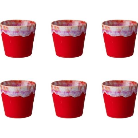 Costa Nova - servies - lungo kop - Grespresso Rood  - aardewerk - set van 6 - H 7,5 cm
