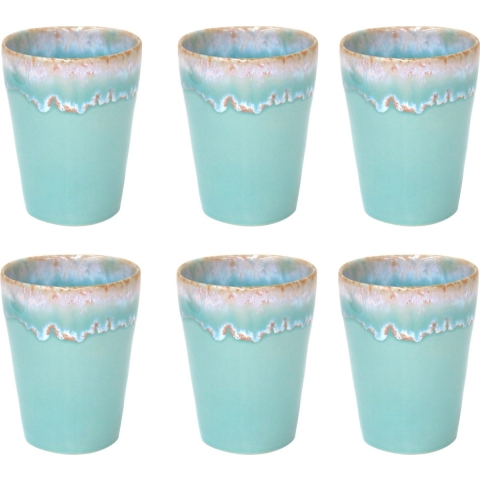Costa Nova Kop Latte Macchiato 38cl - Grespresso  - Aardewerk - Aqua - 9,5cmxH11cm - 6 stuks by supervintage
