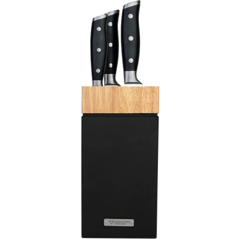 Diamant Sabatier Messenblok + 3-Delig Integra messenset - Zwart