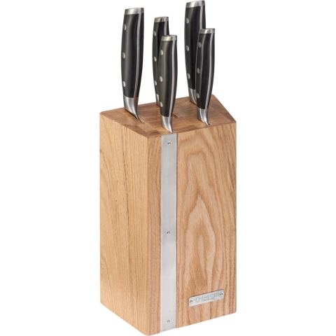 Diamant Sabatier Integra messenblok - 5-delig - RVS/POM - eikenhout