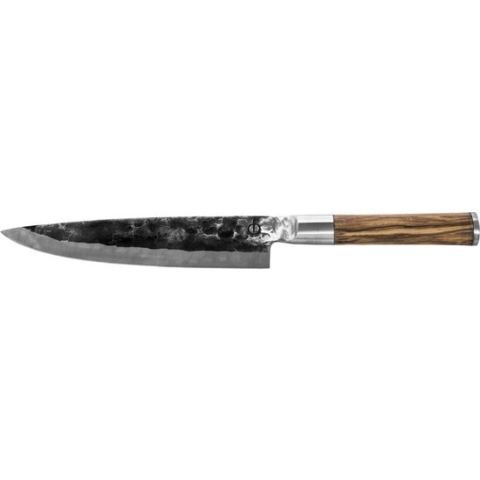 Forged Olive Koksmes 20cm - Olijfhout - In Houten Giftbox