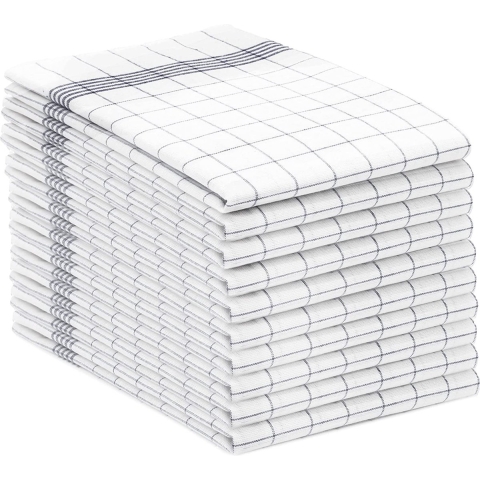 Set van 10 theedoeken 100% katoen 50 x 70 cm grijs geruit