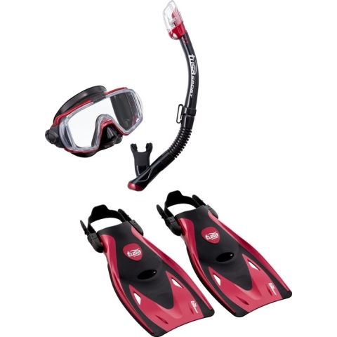 Tusa Visio Tri-Ex Travel snorkelset Rood L 41-46