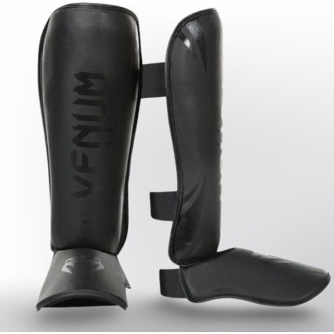 Venum Challenger Standup Scheenbeschermers - PU - Zwart - maat XL
