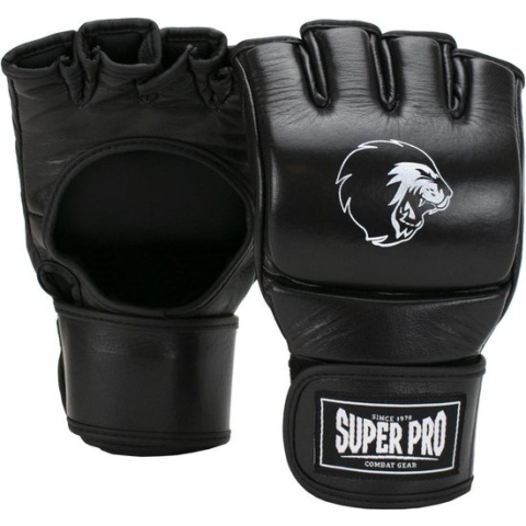 Super Pro Combat Gear Slugger MMA Handschoenen Leder Zwart/Wit Small