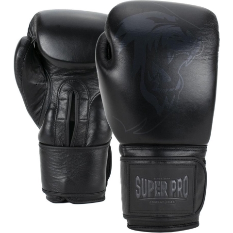 Super Pro Combat Gear Legend Lederen (kick)bokshandschoenen Zwart 16oz