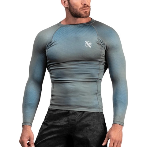 Hayabusa Fusion Rashguard - Grijs / Aquablauw - maat L