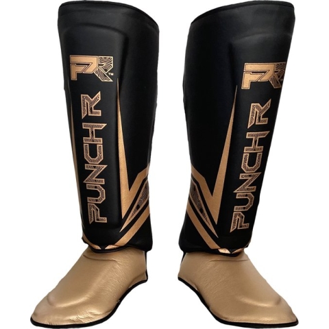 PunchR™ Electric Kickboks Scheenbeschermers Zwart Goud Microfiber maat S