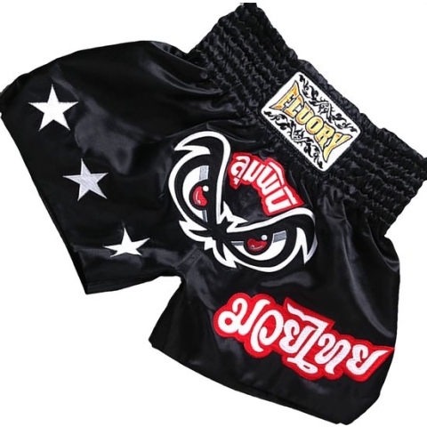 Fluory Muay Thai Kickboxing Short Bad Eyes Zwart maat XL