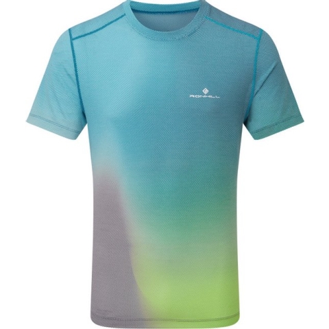 Ronhill Tech Golden Hour Tee Heren - sportshirts - blauw/geel - Mannen