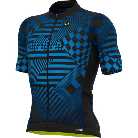 Ale Fietsshirt Korte Mouwen PRS Checker - Blauw - L - Valt klein