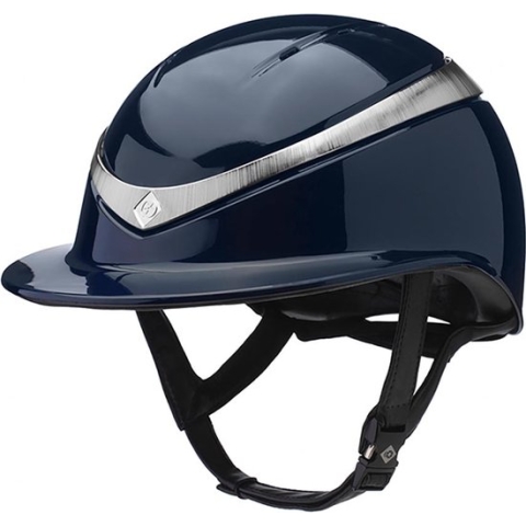 Charles Owen Halo Luxe (Wide Peak) - Glossy Navy/Platinium - Maat M (55-58)